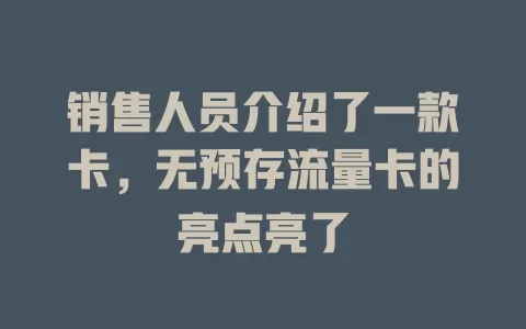 销售人员介绍了一款卡，无预存流量卡的亮点亮了