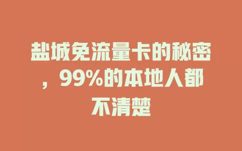盐城免流量卡的秘密，99%的本地人都不清楚