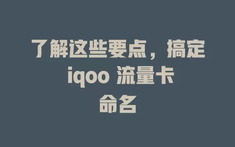 了解这些要点，搞定 iqoo 流量卡命名