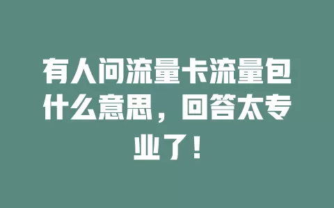 有人问流量卡流量包什么意思，回答太专业了！