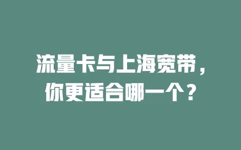 流量卡与上海宽带，你更适合哪一个？
