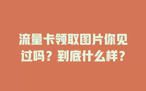 流量卡领取图片你见过吗？到底什么样？
