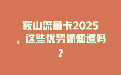 鞍山流量卡2025，这些优势你知道吗？