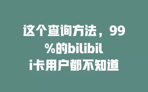 这个查询方法，99%的bilibili卡用户都不知道