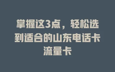 掌握这3点，轻松选到适合的山东电话卡流量卡