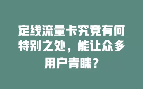 定线流量卡究竟有何特别之处，能让众多用户青睐？