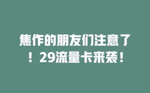 焦作的朋友们注意了！29流量卡来袭！