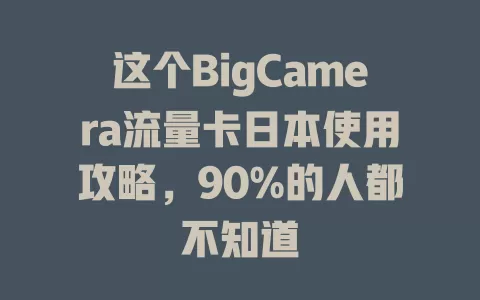 这个BigCamera流量卡日本使用攻略，90%的人都不知道