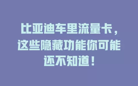 比亚迪车里流量卡，这些隐藏功能你可能还不知道！