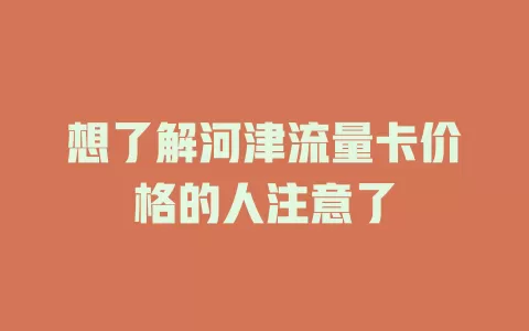 想了解河津流量卡价格的人注意了