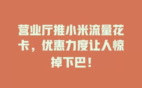 营业厅推小米流量花卡，优惠力度让人惊掉下巴！