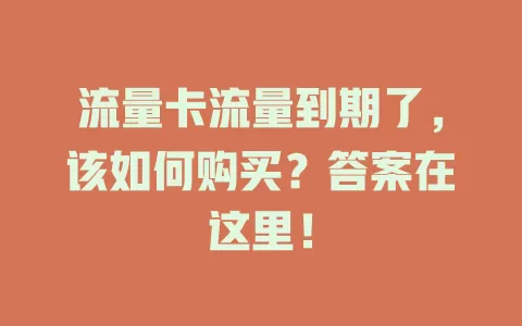 流量卡流量到期了，该如何购买？答案在这里！