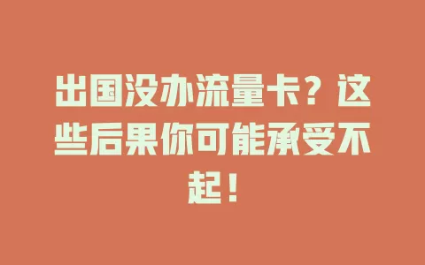 出国没办流量卡？这些后果你可能承受不起！