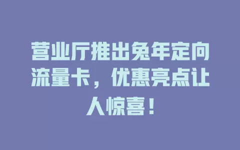 营业厅推出兔年定向流量卡，优惠亮点让人惊喜！