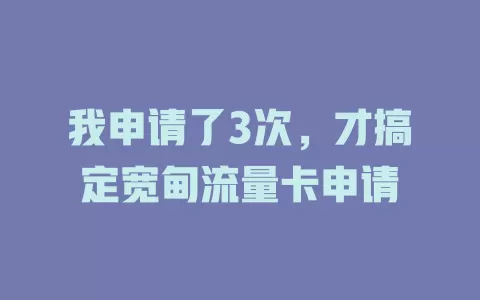 我申请了3次，才搞定宽甸流量卡申请