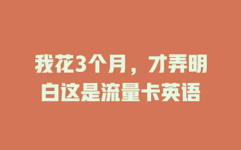我花3个月，才弄明白这是流量卡英语