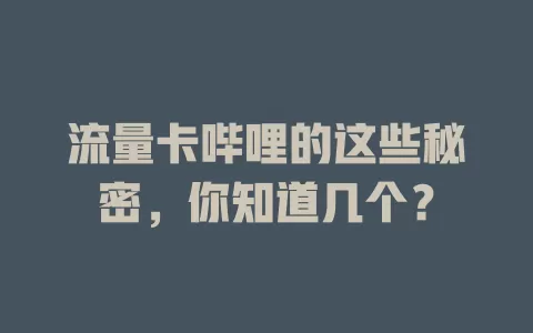 流量卡哔哩的这些秘密，你知道几个？