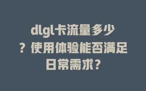 dlgl卡流量多少？使用体验能否满足日常需求？