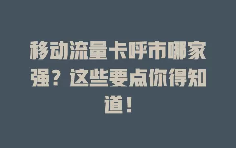 移动流量卡呼市哪家强？这些要点你得知道！