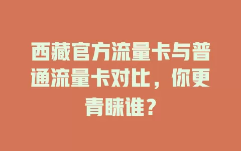 西藏官方流量卡与普通流量卡对比，你更青睐谁？