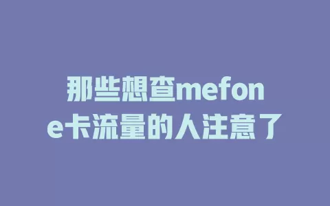 那些想查mefone卡流量的人注意了