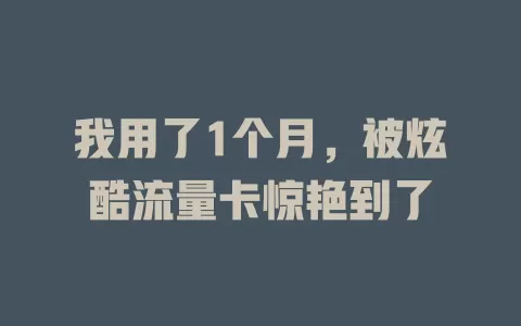 我用了1个月，被炫酷流量卡惊艳到了