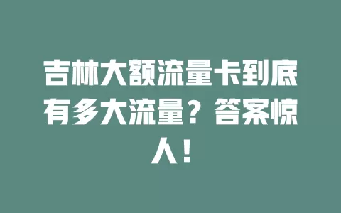 吉林大额流量卡到底有多大流量？答案惊人！