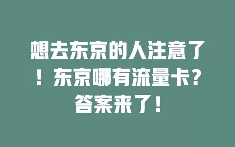 想去东京的人注意了！东京哪有流量卡？答案来了！