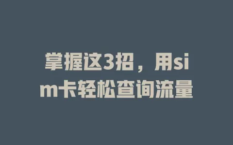 掌握这3招，用sim卡轻松查询流量