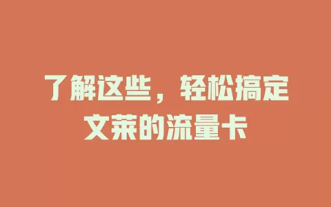 了解这些，轻松搞定文莱的流量卡