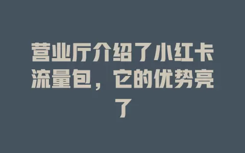 营业厅介绍了小红卡流量包，它的优势亮了