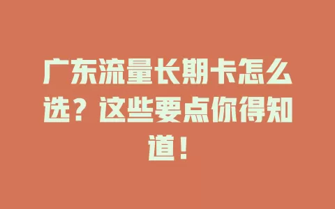 广东流量长期卡怎么选？这些要点你得知道！
