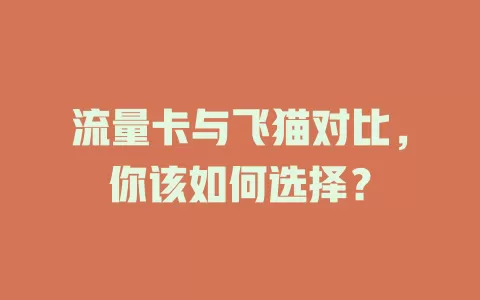 流量卡与飞猫对比，你该如何选择？