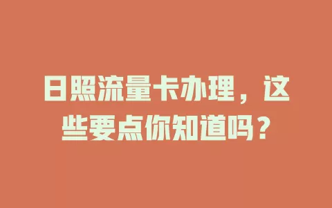 日照流量卡办理，这些要点你知道吗？