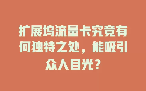 扩展坞流量卡究竟有何独特之处，能吸引众人目光？
