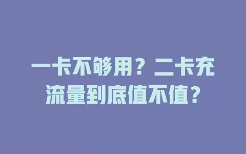 一卡不够用？二卡充流量到底值不值？