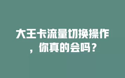 大王卡流量切换操作，你真的会吗？