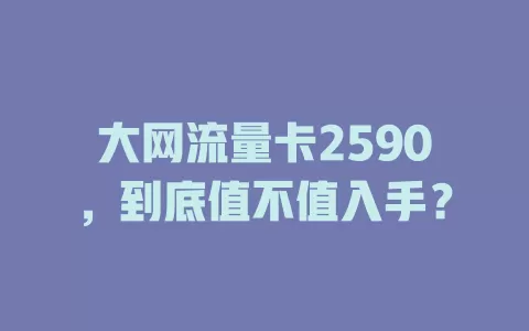 大网流量卡2590，到底值不值入手？