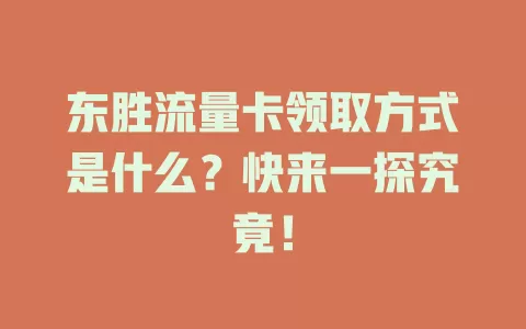 东胜流量卡领取方式是什么？快来一探究竟！