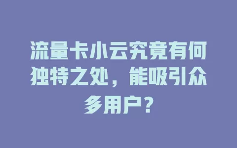 流量卡小云究竟有何独特之处，能吸引众多用户？