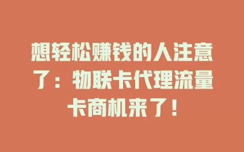 想轻松赚钱的人注意了：物联卡代理流量卡商机来了！
