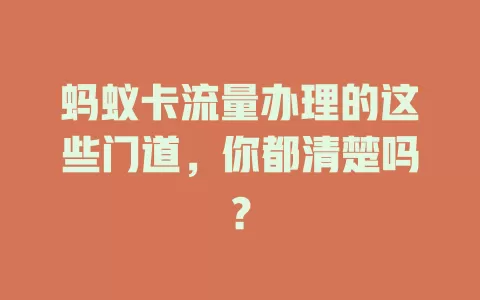 蚂蚁卡流量办理的这些门道，你都清楚吗？