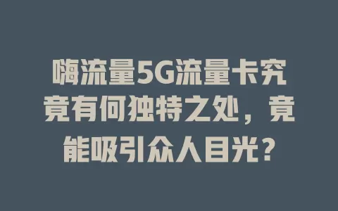 嗨流量5G流量卡究竟有何独特之处，竟能吸引众人目光？