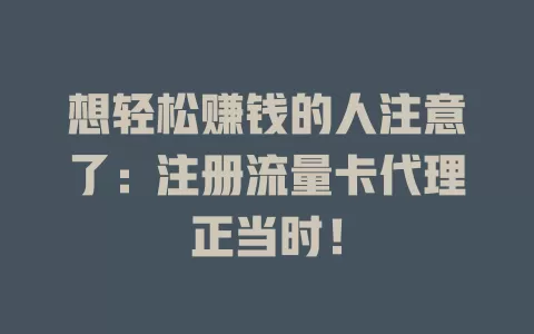 想轻松赚钱的人注意了：注册流量卡代理正当时！