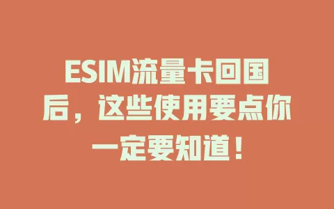 ESIM流量卡回国后，这些使用要点你一定要知道！