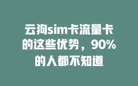 云狗sim卡流量卡的这些优势，90%的人都不知道