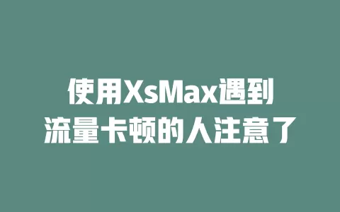 使用XsMax遇到流量卡顿的人注意了
