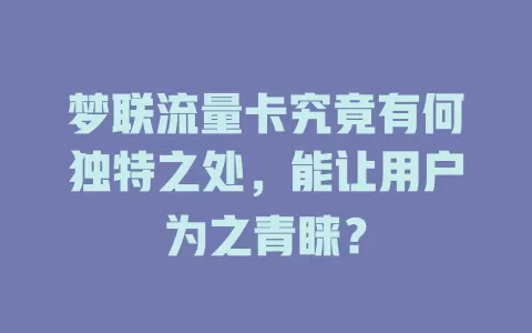 梦联流量卡究竟有何独特之处，能让用户为之青睐？