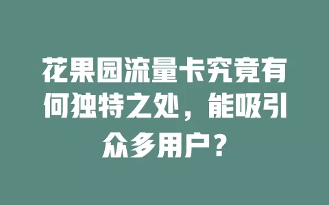 花果园流量卡究竟有何独特之处，能吸引众多用户？
