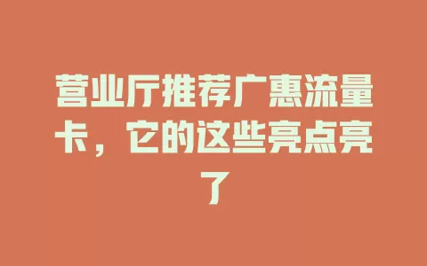 营业厅推荐广惠流量卡，它的这些亮点亮了